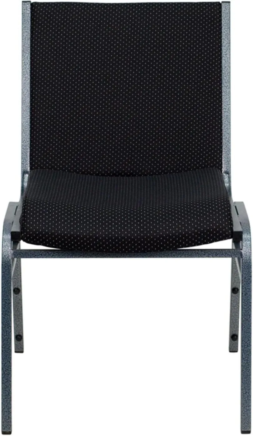 Flash Furniture HERCULES Series Heavy Duty Black Dot Fabric Stack Chair with Ganging Bracket