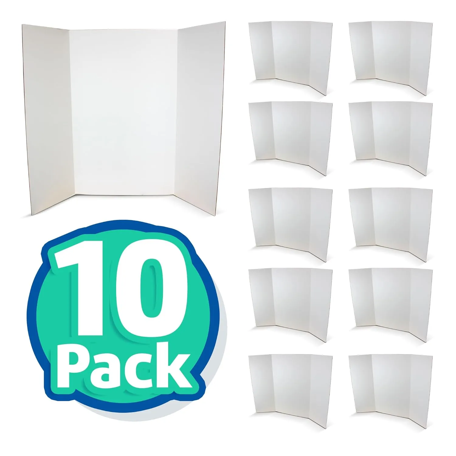 Flipside Products 36” x 48” Project Boards for Presentations, Science Fair, School Projects, Event Displays and Trifold Picture Board, Proudly Made in USA - Clay White - 10 Pack