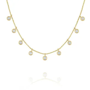 Floating Round Diamond Station Necklace Set in 14 kt. Gold