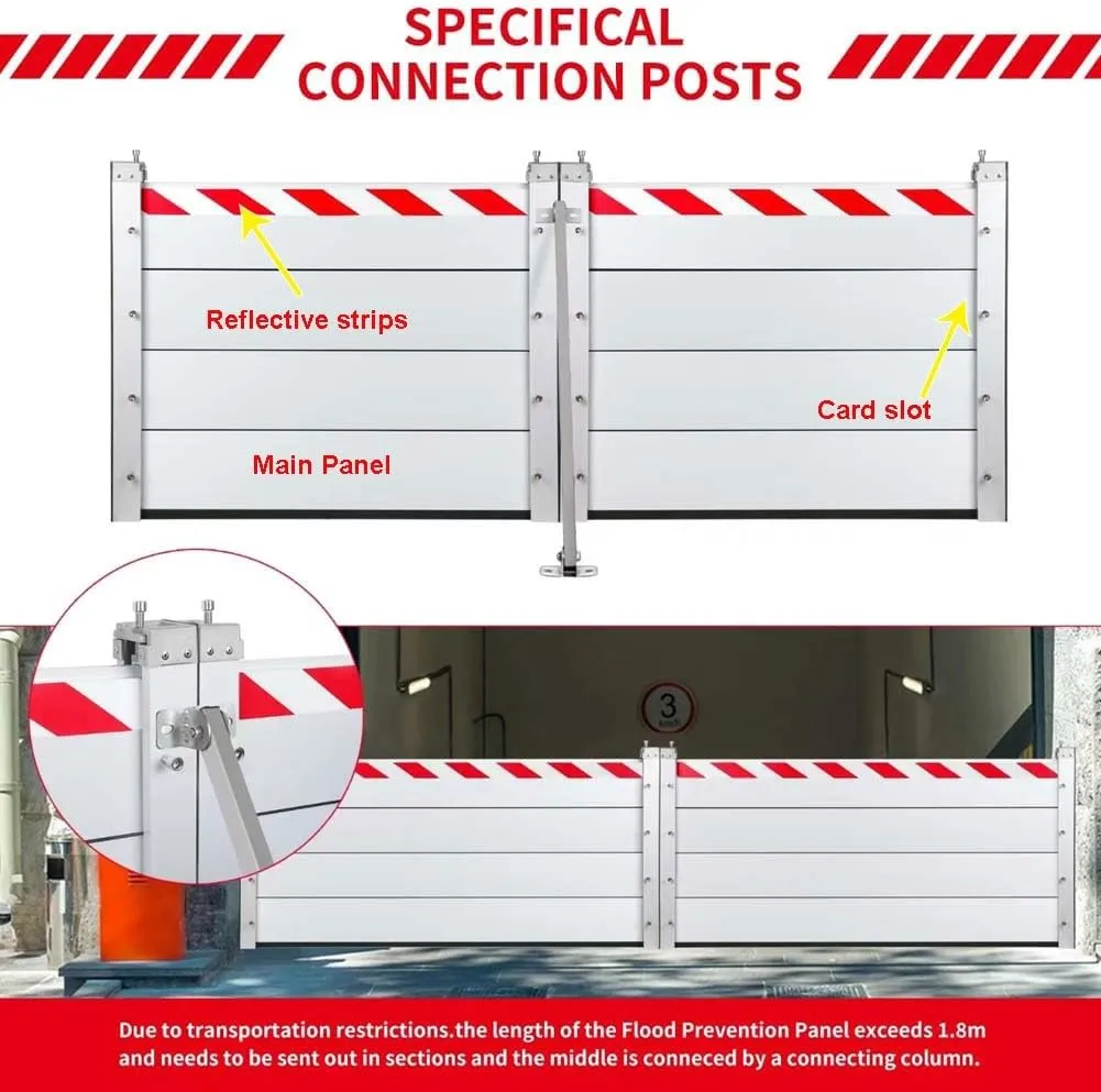 Flood Barrier, Garage Door Flood Barrier, Hurricane Flood Protection, Sandbags Alternative, Heavy-Duty Aluminum Flood Barrier, Water Barrier for Flooding, Reusable HXQSL(440x60cm)