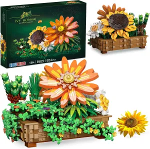 Flower Botanical Bonsai Building Set for Adults- Artificial Sunflowers Building Toys for Home Decor - Birthday Gift for Women, Girls & Boys