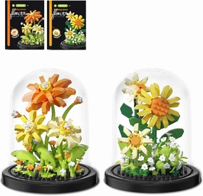 Flowers Bouquet Toys Micro Bricks Building Set with Dust Cover,2 Kinds of Sunflowers Creative Artificial Flower Boys and Girls,Gifts Ideas for Anniversary, Set for mom Kids
