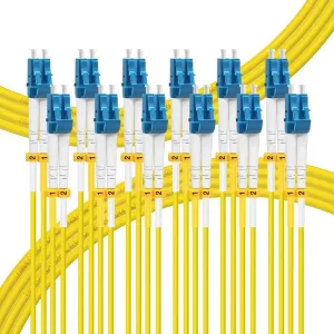 FLYPROFiber- 2M-6Pack LC to LC Single Mode Fiber Patch Cable OS2, SM Fiber Optic Cable, SMF Singlemode Fiber Jumper Cord, Duplex, 9/125um, Yellow, LSZH, 2M(7ft)-6Pack