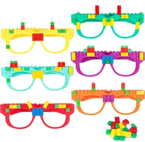 Fowecelt 12 Pcs Building Bricks Glasses Building Blocks Games for Kids Birthday Party Favors, Boys Girls Carnival Games