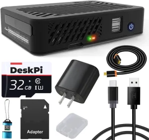 GeeekPi DeskPi Lite for Raspberry Pi 4, Pi 4 Case with Power Button/Heatsink with PWM Fan,32GB Card,QC3.0 Power Supply for Raspberry Pi 4B