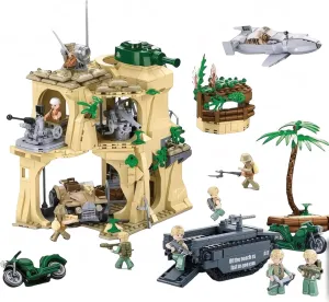 General Jim's Battle of Iwo Jima WW2 Military Brick Building Set - 1,124 Pieces | Historical Building Block Model Set | Includes Bunker, Vehicles, Soldiers, and Accessories