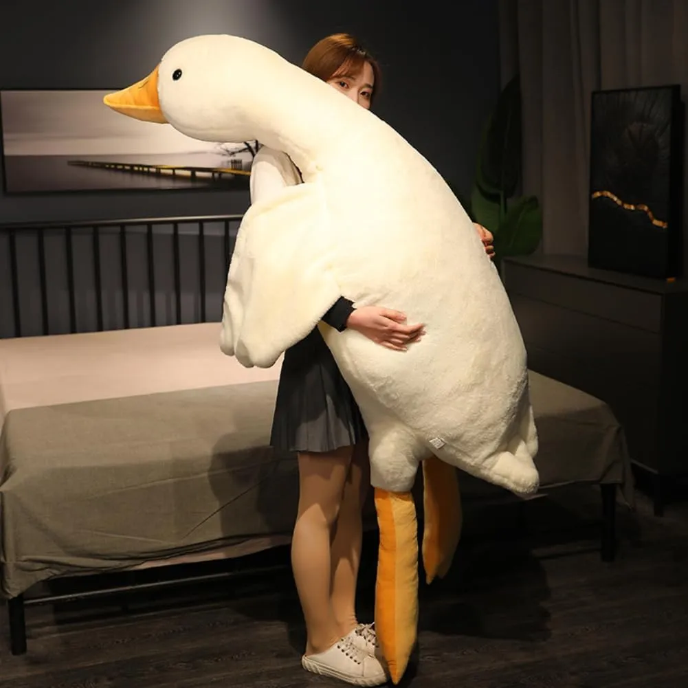 Giant Goose Stuffed Animal, 62.9 Inch Soft White Goose Plush Pillow, Cute Duck Plush Toy Swan Plushie Doll Sleeping Hugging Pillows Gift for Girls Boys