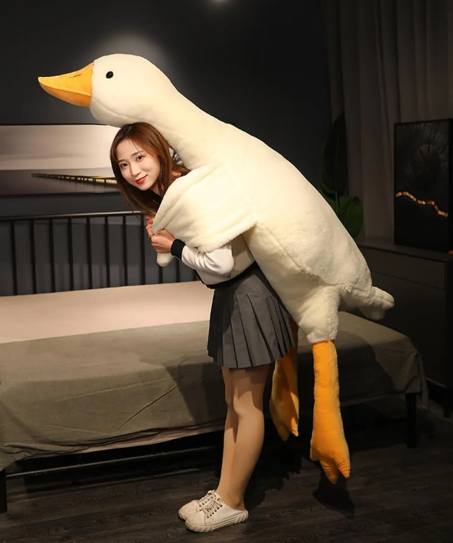 Giant Goose Stuffed Animal, 62.9 Inch Soft White Goose Plush Pillow, Cute Duck Plush Toy Swan Plushie Doll Sleeping Hugging Pillows Gift for Girls Boys