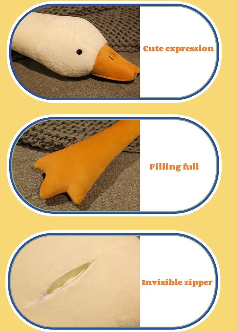 Giant Goose Stuffed Animal, 62.9 Inch Soft White Goose Plush Pillow, Cute Duck Plush Toy Swan Plushie Doll Sleeping Hugging Pillows Gift for Girls Boys