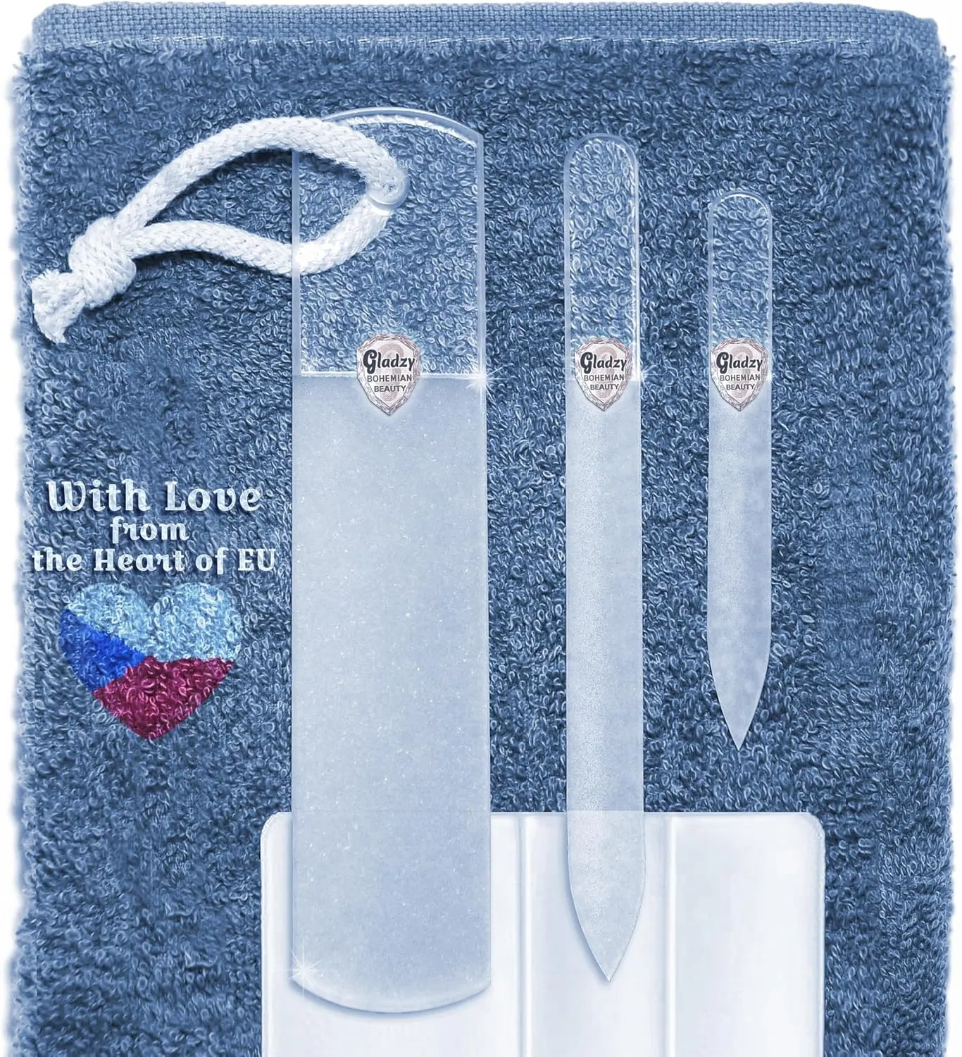 Glass Nail File Set by GLADZY - Czech Glass Nail Files for Natural Nails, Double Sided Different Grit Surface, Callus Remover Foot Rasp, Professional Manicure & Pedicure Tools, Nail Shaper, Made in EU