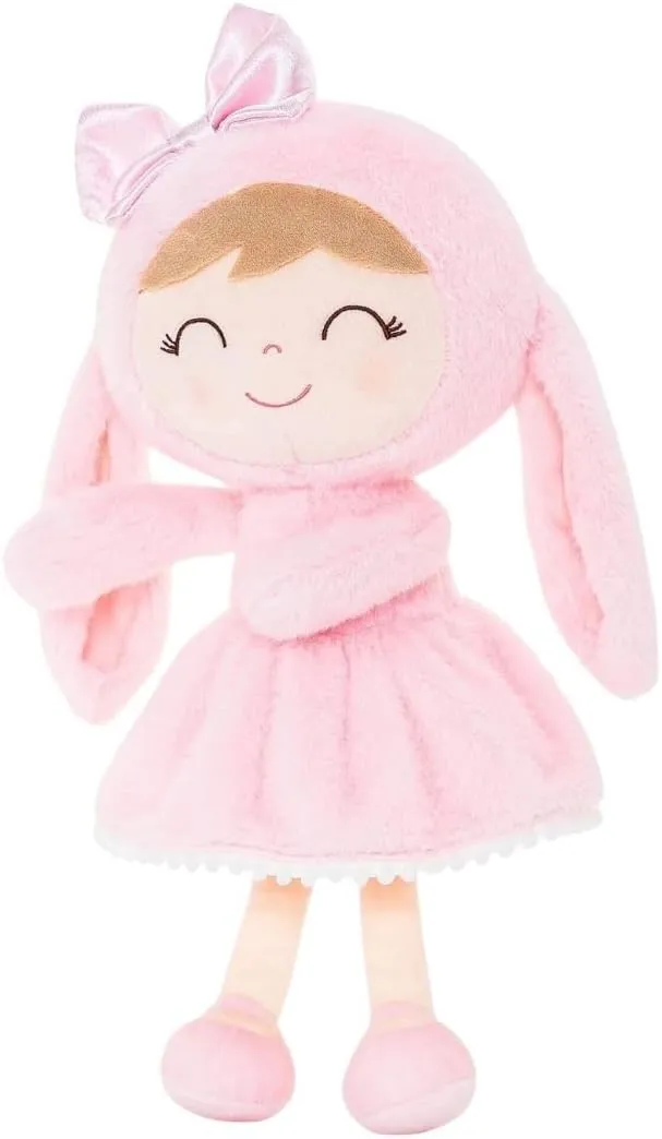 Gloveleya Baby Girl Gift Plush Bunny Dolls First Baby Doll Toddlers Rabbit Toy Bunny Gifts for Girl Pink 12 Inches