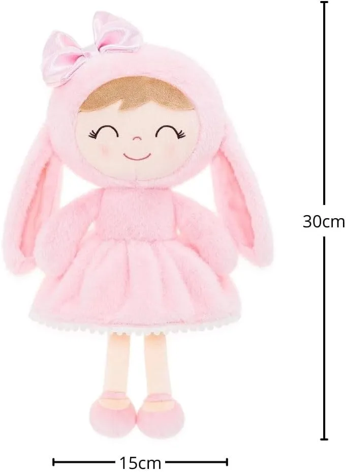 Gloveleya Baby Girl Gift Plush Bunny Dolls First Baby Doll Toddlers Rabbit Toy Bunny Gifts for Girl Pink 12 Inches