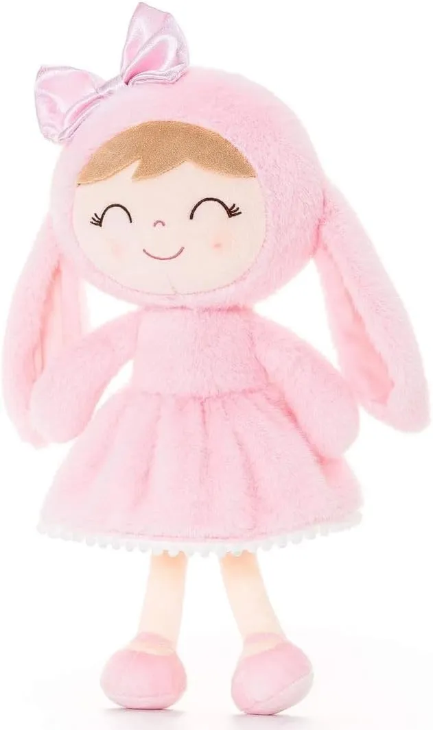 Gloveleya Baby Girl Gift Plush Bunny Dolls First Baby Doll Toddlers Rabbit Toy Bunny Gifts for Girl Pink 12 Inches