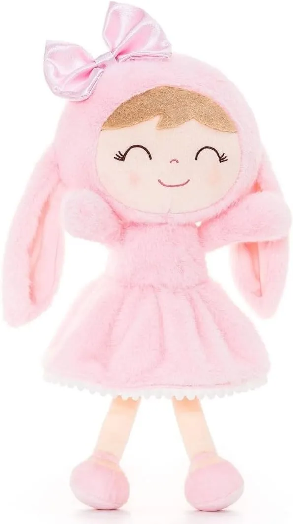 Gloveleya Baby Girl Gift Plush Bunny Dolls First Baby Doll Toddlers Rabbit Toy Bunny Gifts for Girl Pink 12 Inches