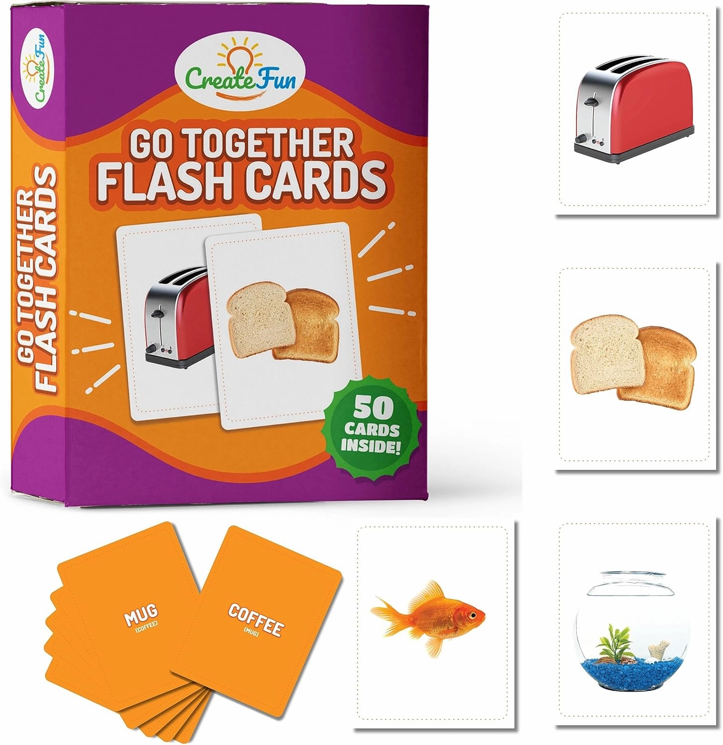 Go Together Flash Cards, 50 Matching Language Development Educational Photo Cards with 7 Starter Learning Games for Parents, The Classroom, Toddler Learning Activities & Speech Therapy Materials