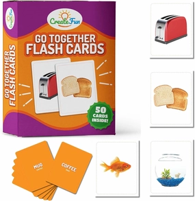 Go Together Flash Cards, 50 Matching Language Development Educational Photo Cards with 7 Starter Learning Games for Parents, The Classroom, Toddler Learning Activities & Speech Therapy Materials