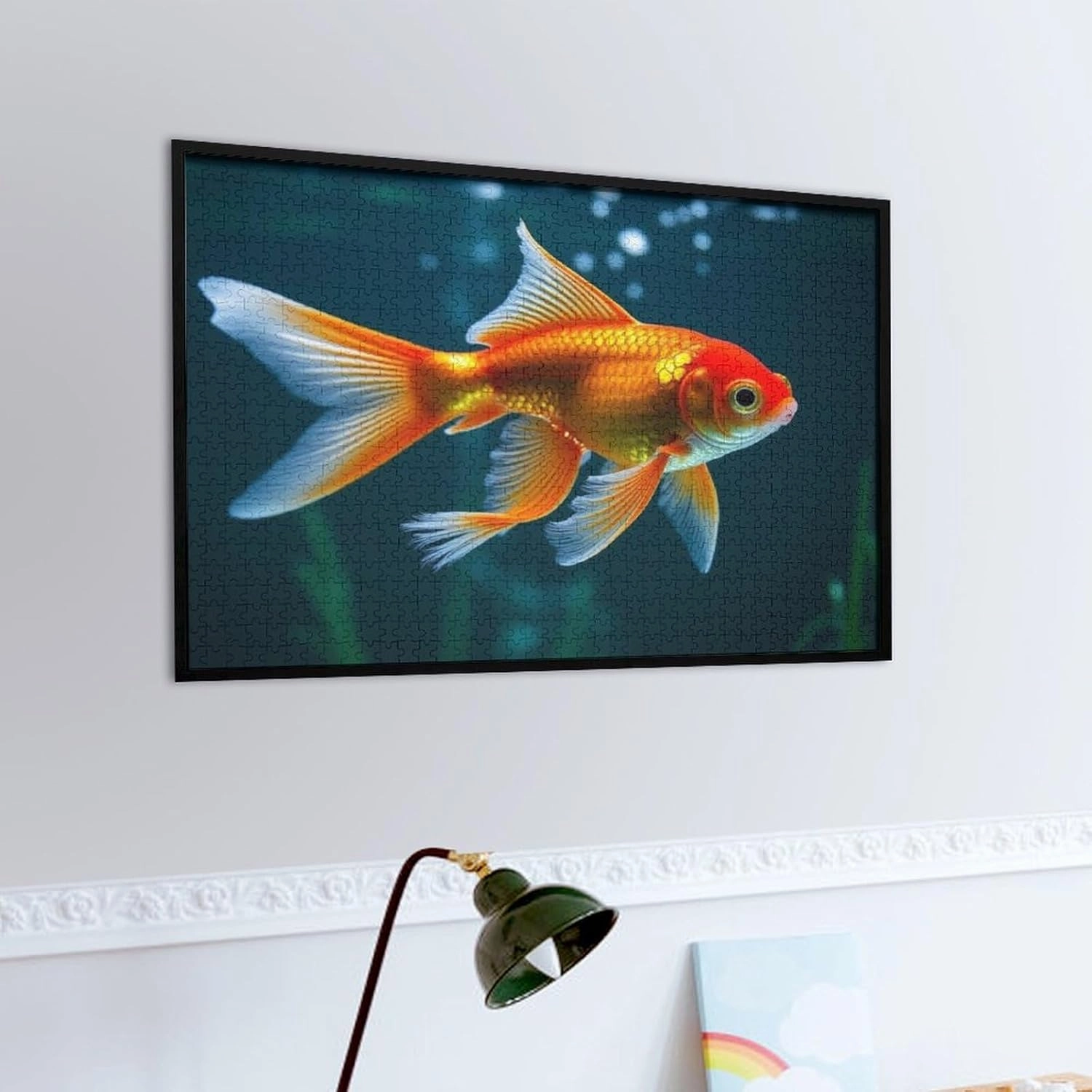 Golden Fish Swimming Puzzle 1000 Piece – Wooden Jigsaw Puzzles for Adults Featuring Graceful Golden Fish in Tranquil Water，Serene Underwater Scene，Gift for Fish and Nature Lovers
