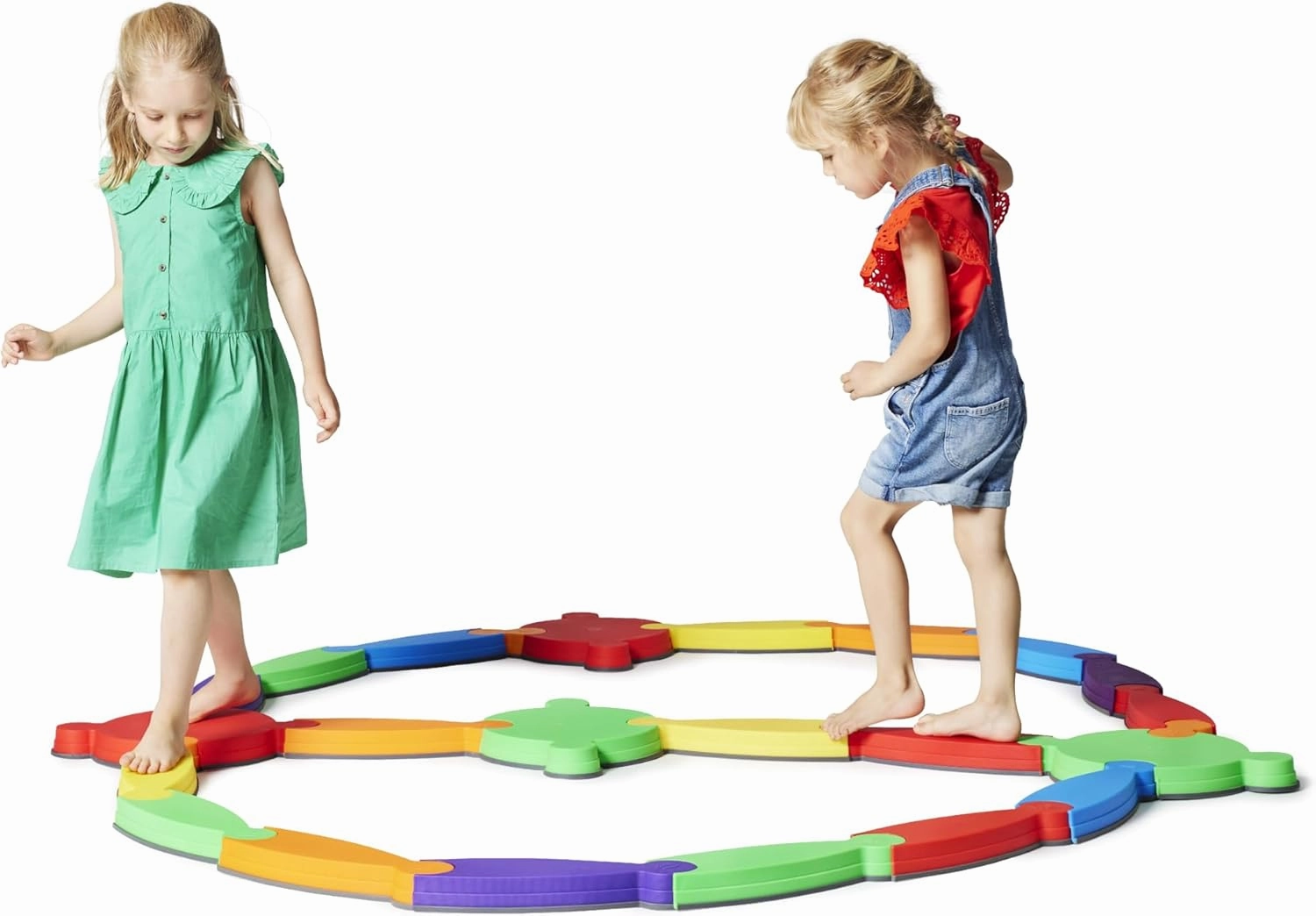 GONGE River Balance Course Set - 7 Elements For Gross Motor Skills Development, Multiple Path Creations - Safe and Sturdy - Ages 2 , Vibrant
