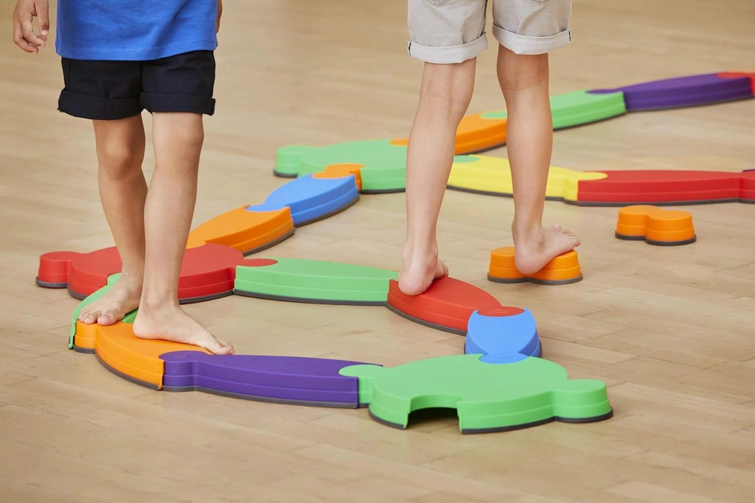 GONGE River Balance Course Set - 7 Elements For Gross Motor Skills Development, Multiple Path Creations - Safe and Sturdy - Ages 2 , Vibrant