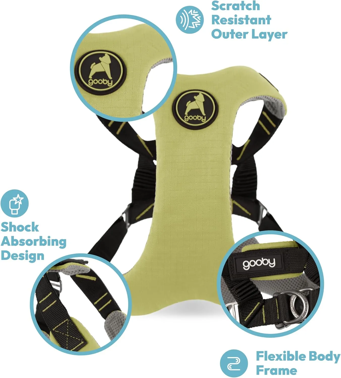 Gooby Convertible Z Harness - Scratch Resistant Outdoor Harness with Shock Absorption - Ergonomic Harness for Small or Medium Dogs