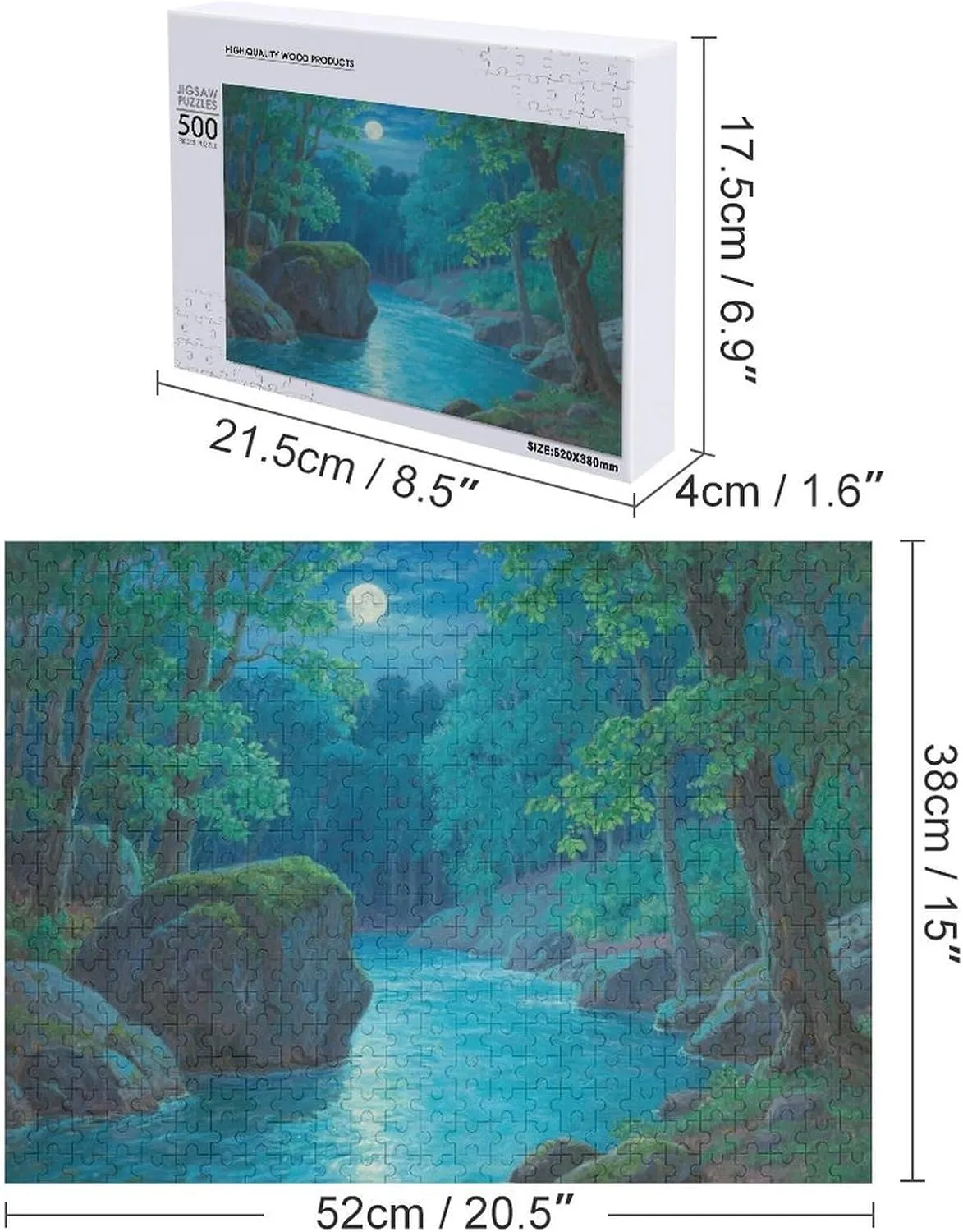 Good Fishing 500-Piece Wooden Jigsaw Puzzles – Relaxing Scene of a Fishing Trip by The Lake – Engaging Puzzle for Fishing and Nature Lovers，Ideal for Adults and Puzzle Enthusiasts