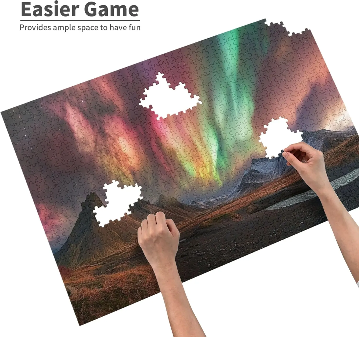 Gorgeous Polar Aurora 1000 Pcs Jigsaw Puzzles for Adults,Classic Scenery Photography,Enchanting Natural Landscape Puzzle,Wooden Jigsaw for Ideal for Relaxation and Family Fun