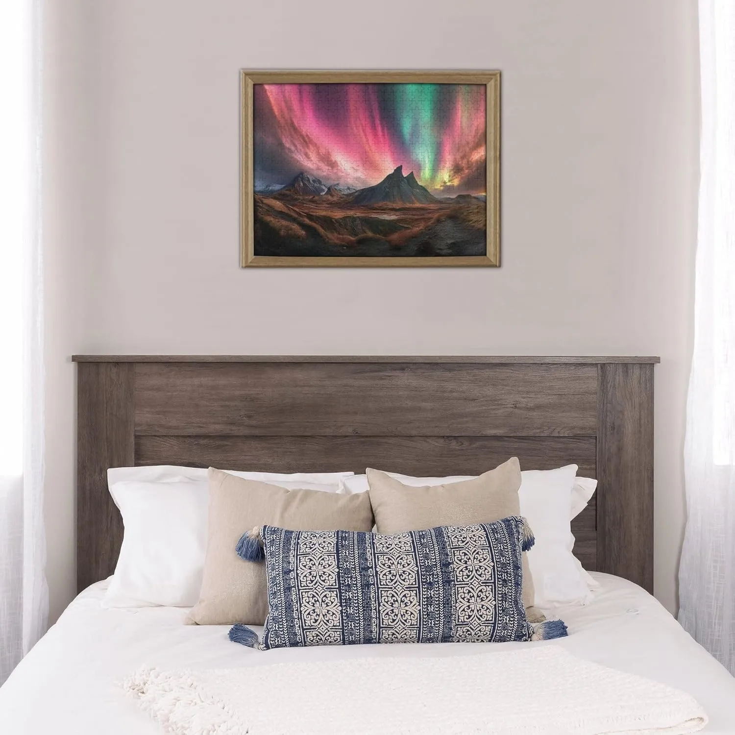 Gorgeous Polar Aurora 500 Pcs Jigsaw Puzzles,Enjoy The Puzzle Solving Process,Suitable for Family Entertainment Activities,Modern Art Scenery Wooden Puzzle for Home Wall Decor
