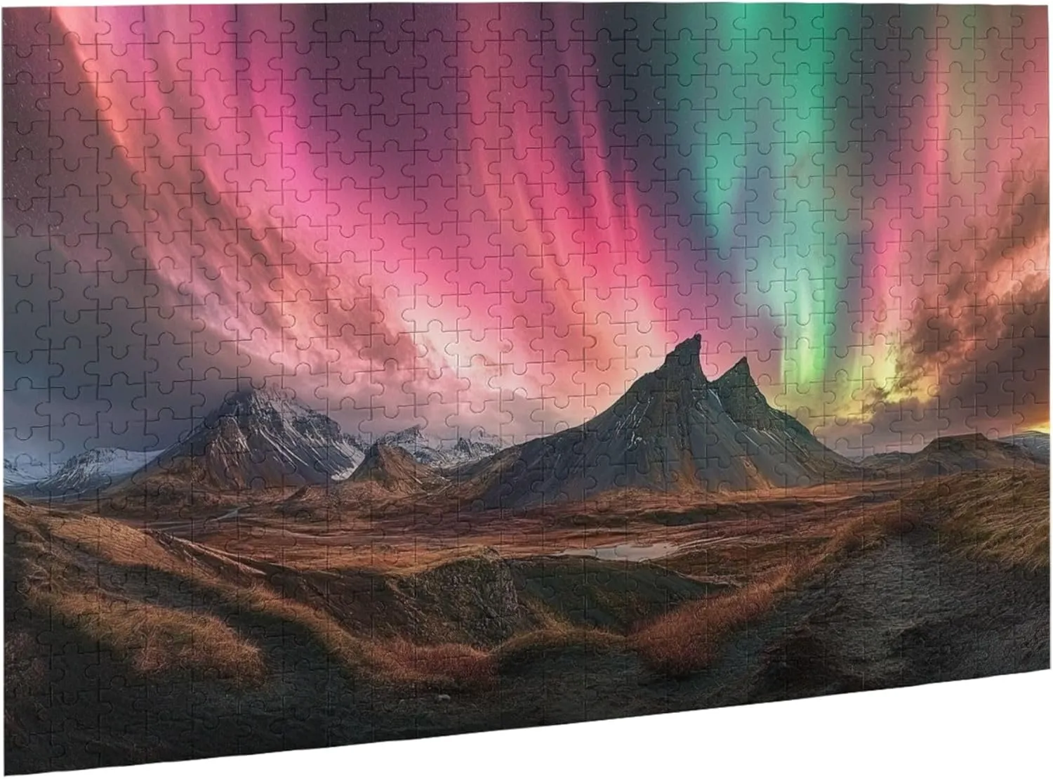 Gorgeous Polar Aurora 500 Pcs Jigsaw Puzzles,Enjoy The Puzzle Solving Process,Suitable for Family Entertainment Activities,Modern Art Scenery Wooden Puzzle for Home Wall Decor