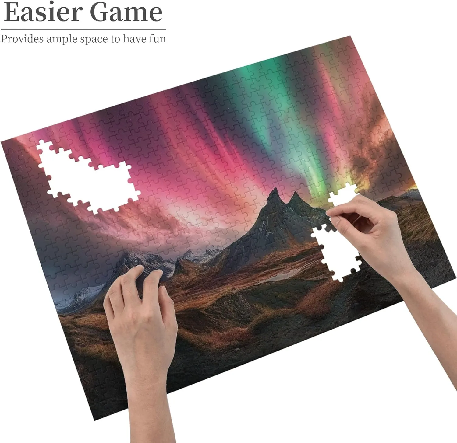 Gorgeous Polar Aurora 500 Pcs Jigsaw Puzzles,Enjoy The Puzzle Solving Process,Suitable for Family Entertainment Activities,Modern Art Scenery Wooden Puzzle for Home Wall Decor