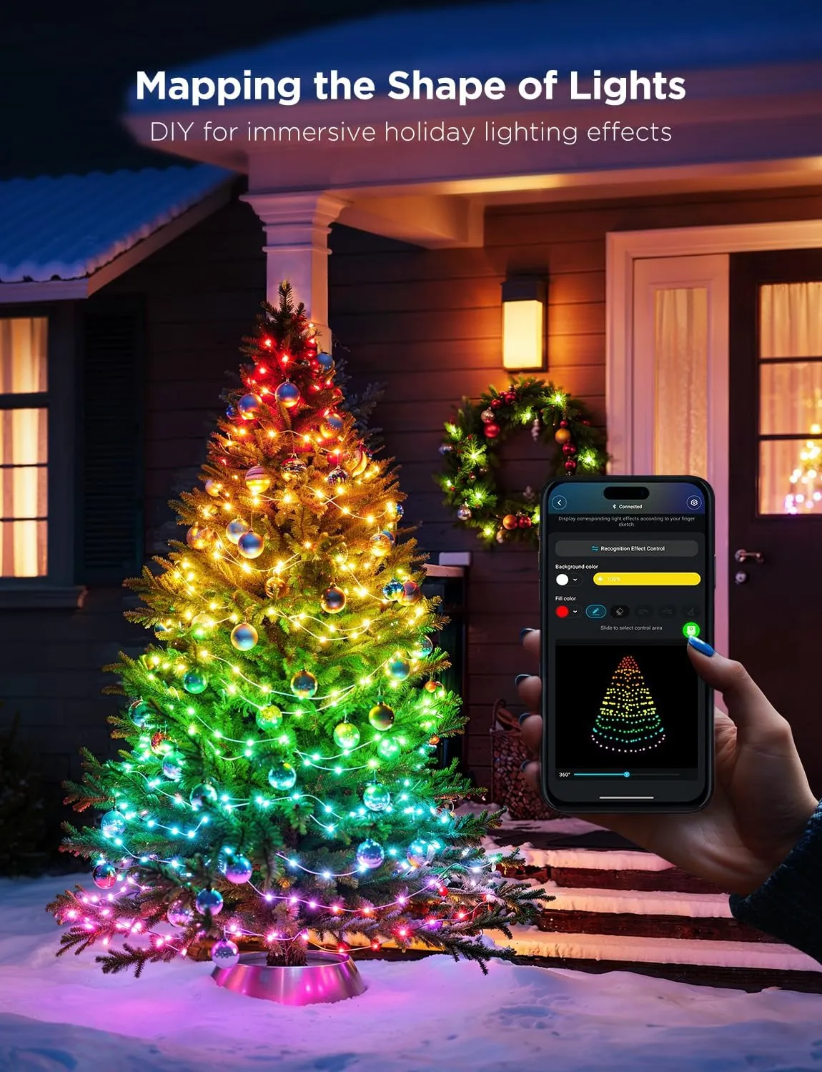 Govee Christmas Lights 2, RGBWIC 99FT 300LEDs Holiday String Lights with Shape Mapping Function, Smart LED Decoration for Indoor Outdoor Tree, 130  Preset Scenes, Voice and APP Control, Green Wire
