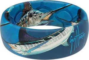 Groove Life Guy Harvey Silicone Ring - Breathable Rubber Wedding Rings for Men, Lifetime Coverage, Unique Design, Comfort Fit Ring