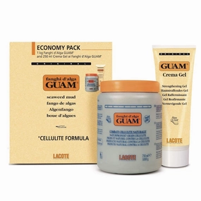 GUAM Seaweed Mud Convenience Economy Pack: Anti-cellulite Body Wrap 1KG   Strengthening Anti-cellulite Gel 250ml, Cellulite Remover Kit, Cellulite Treatment (Original Mud   Classic Gel)