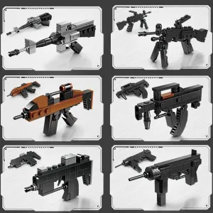 Gun Model Building Kit, Blocks Toy Sets, Assembling Blocks, 16 in 1 AK Automatic Rifle, Boy's 732PCS, Black