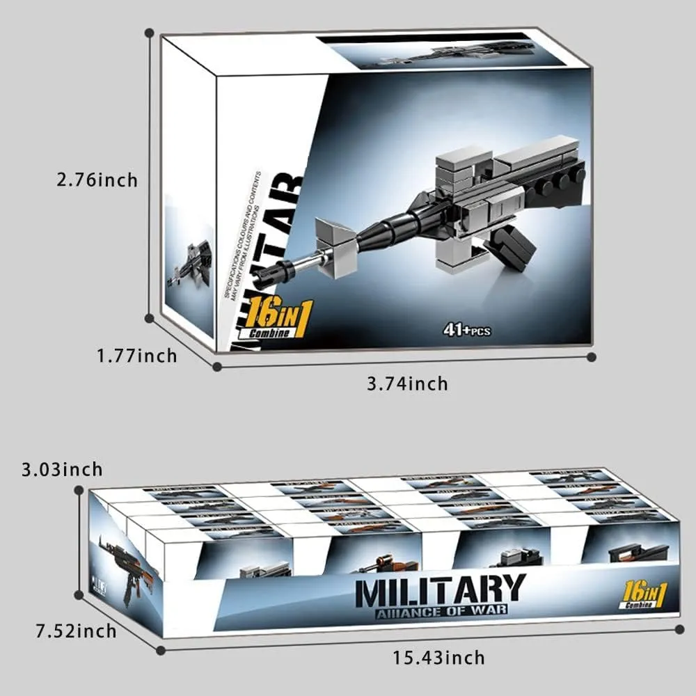 Gun Model Building Kit, Blocks Toy Sets, Assembling Blocks, 16 in 1 AK Automatic Rifle, Boy's 732PCS, Black