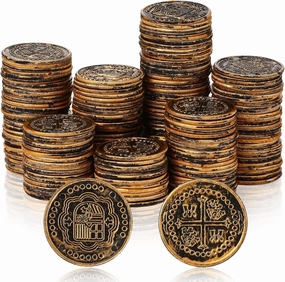 Hanaive 500 Pcs Gold Coins Plastic Pirate Coins Replica Spanish Doubloons Kids Fake Play Coins for Party Decorations Pirate Treasure Chest Board Games Tokens Toys Cosplay(Bronze)