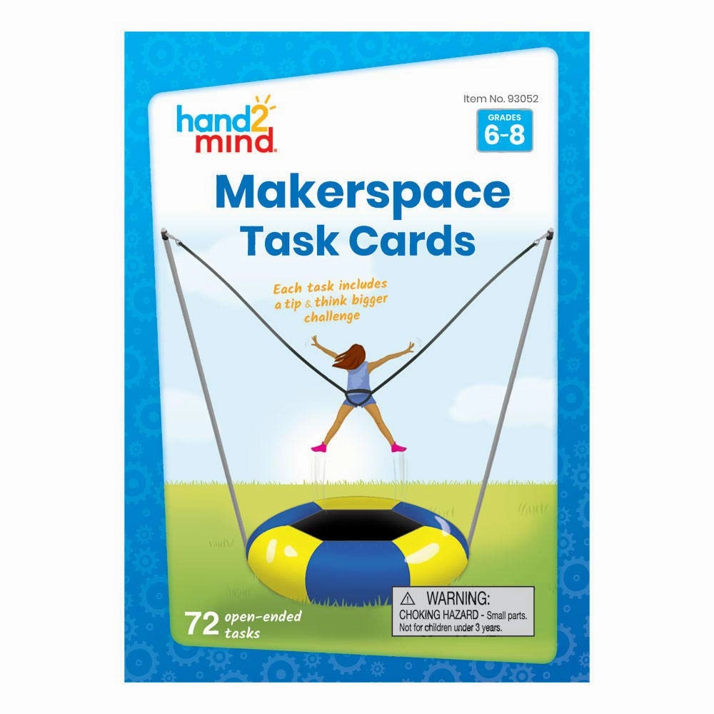 hand2mind Makerspace Task Cards, Grades 6-8, STEM Challenge Cards, STEM Classroom Centers, Makerspace Supplies, Middle School Science Classroom Supplies, STEM Kids Learning Activities