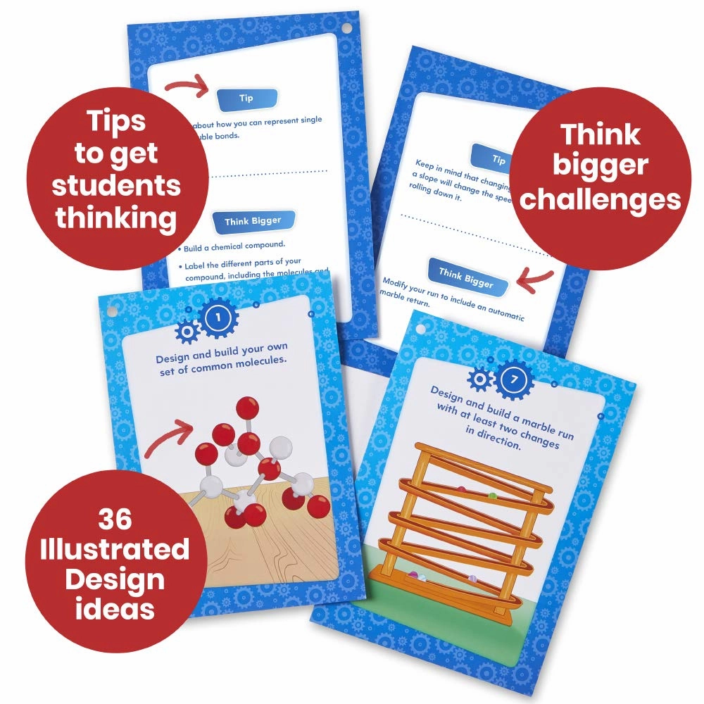 hand2mind Makerspace Task Cards, Grades 6-8, STEM Challenge Cards, STEM Classroom Centers, Makerspace Supplies, Middle School Science Classroom Supplies, STEM Kids Learning Activities