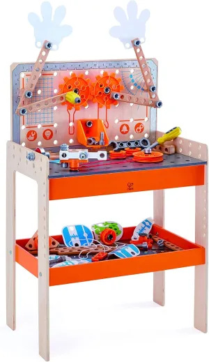 Hape Deluxe Scientific Workbench | Wooden Inventor’s Experiment Building Set, 79 Piece Workshop for Kids L: 19.3, W: 11.8, H: 30.5 inch