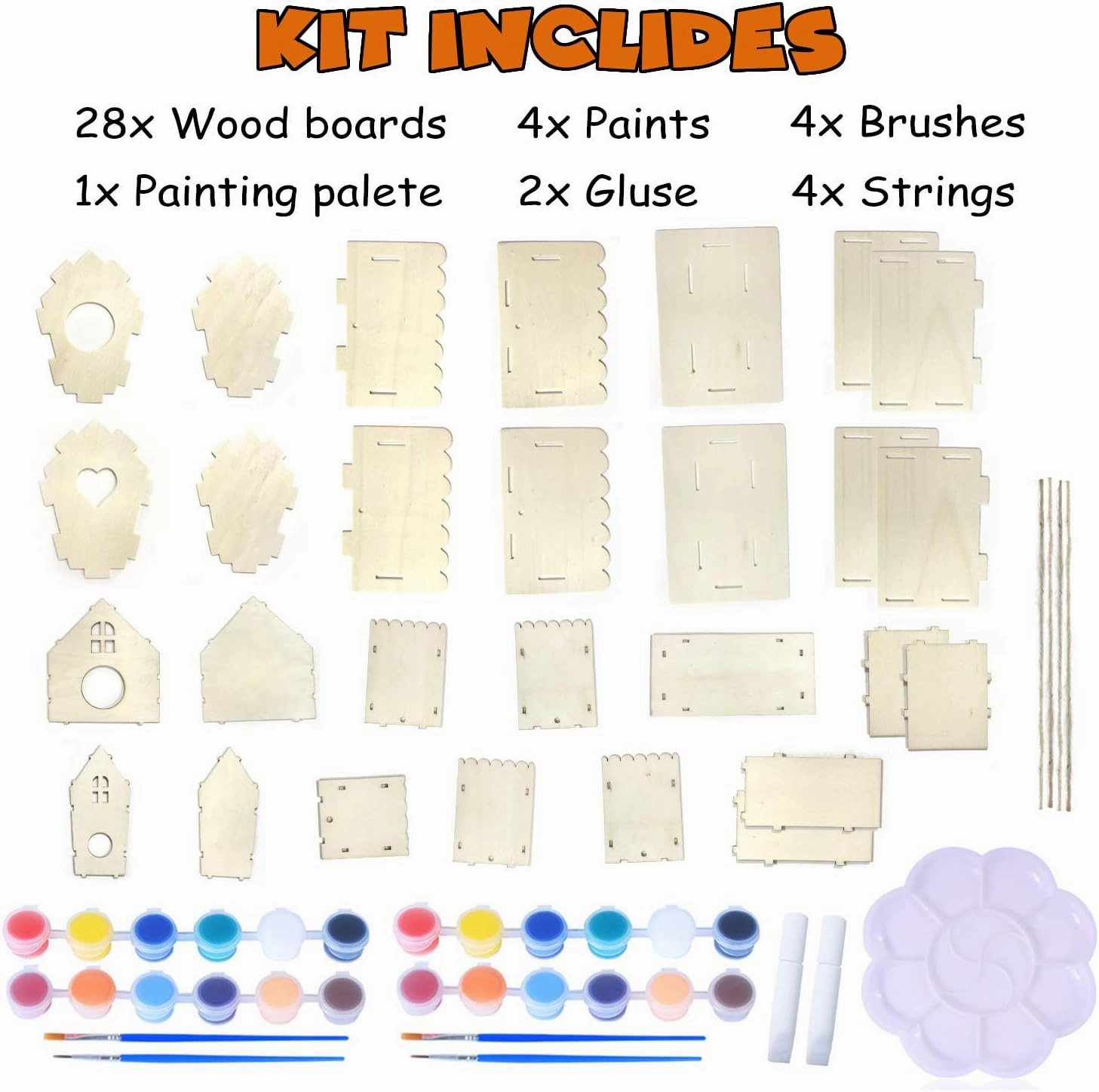 hapray 4 Pack Bird House Crafts for Kids Ages 5-8 8-12, Buildable DIY Birdhouse Kit for Children to Build, 3  Summer Arts and Craft Projects with Paint, Boy Girl Gift Christmas