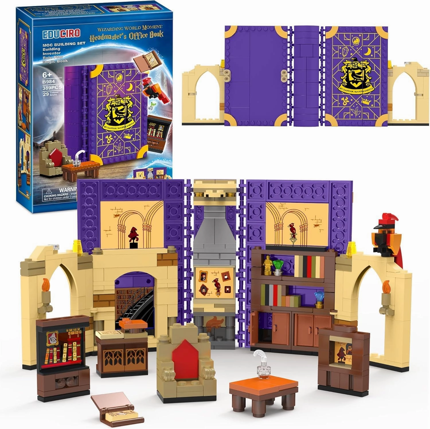 Headmaster's Office Book Building Kit - Collectible Office Playset for Kids - Gift Ideas for Boys Girls Ages 6  (389 Pieces)