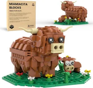 Highland Cow Building Set, Farm Animal Toy Building Kit for Adults and Kids
