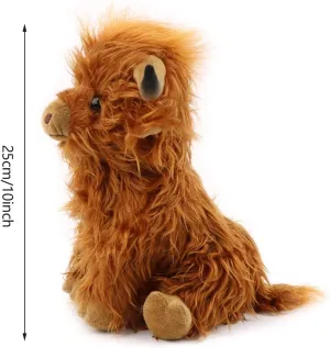 Highland Cow Stuffed Animals Plush Toy Fluffy Bull Animal Doll Soft Gift for Kids Boys Girls, 10 inch Tall
