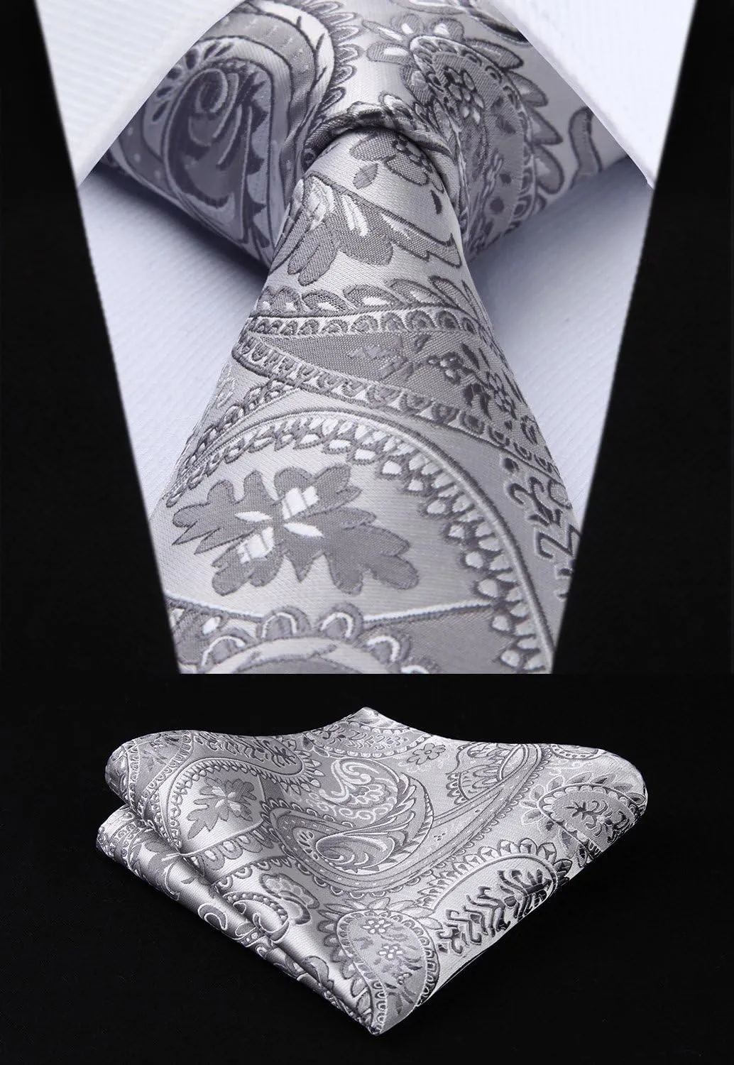 HISDERN Mens Vest Tie Set 3PC Formal Waistcoat Paisley Floral Jacquard Necktie Pocket Square Suit Vests Wedding Party