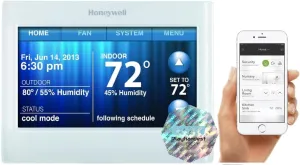 Honeywell TH9320WF5003 Wi-Fi 9000 Color Touch Screen Programmable Thermostat, White with Extended 5-Year Warranty