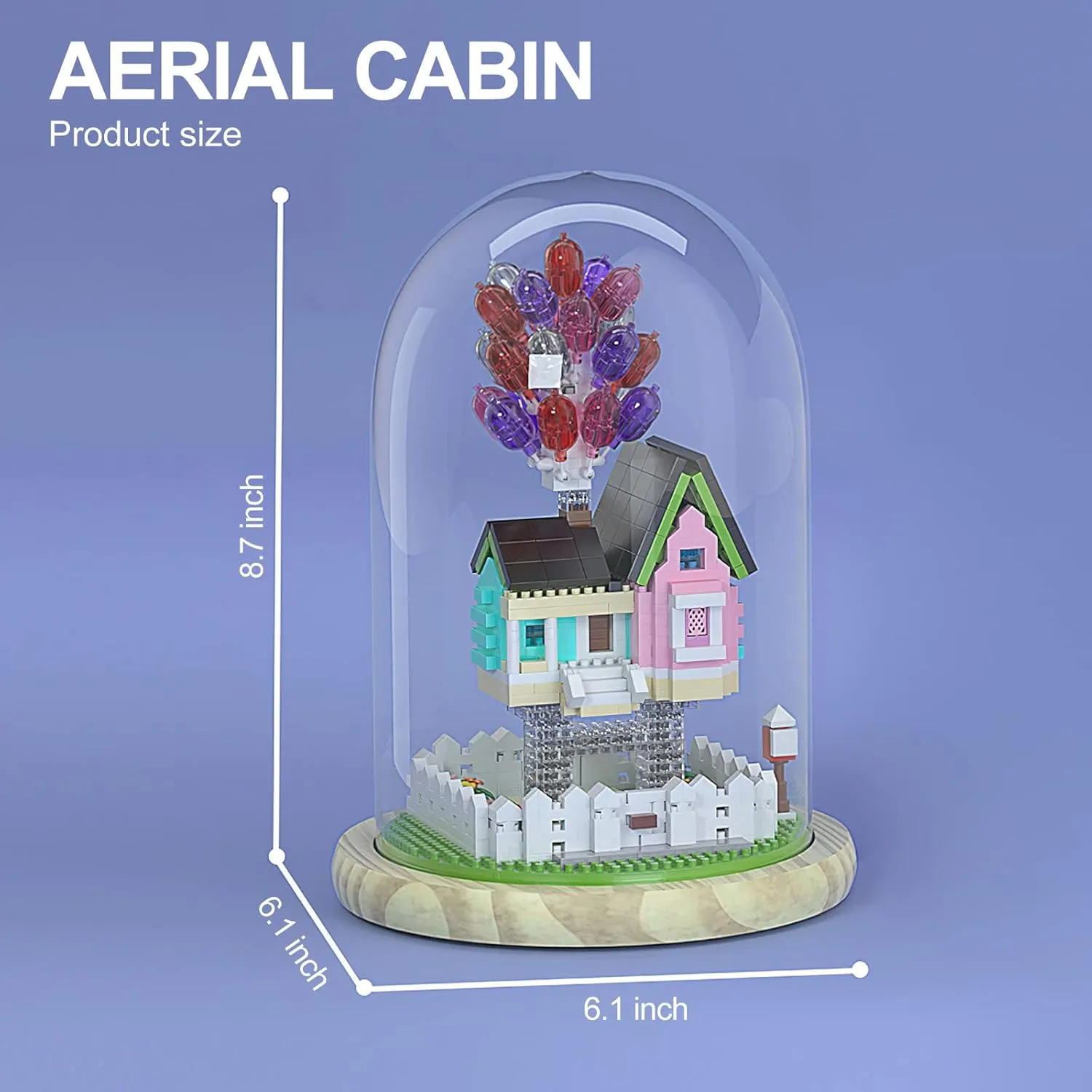House Building Blocks Kit Toys Set, Miniature 1243 Pcs Micro Bricks Collectible Creative Teen Girl Gifts Age 14 and Up, Dust Cover, Wooden Base Up Balloon Castle Toys DIY Decoration Home