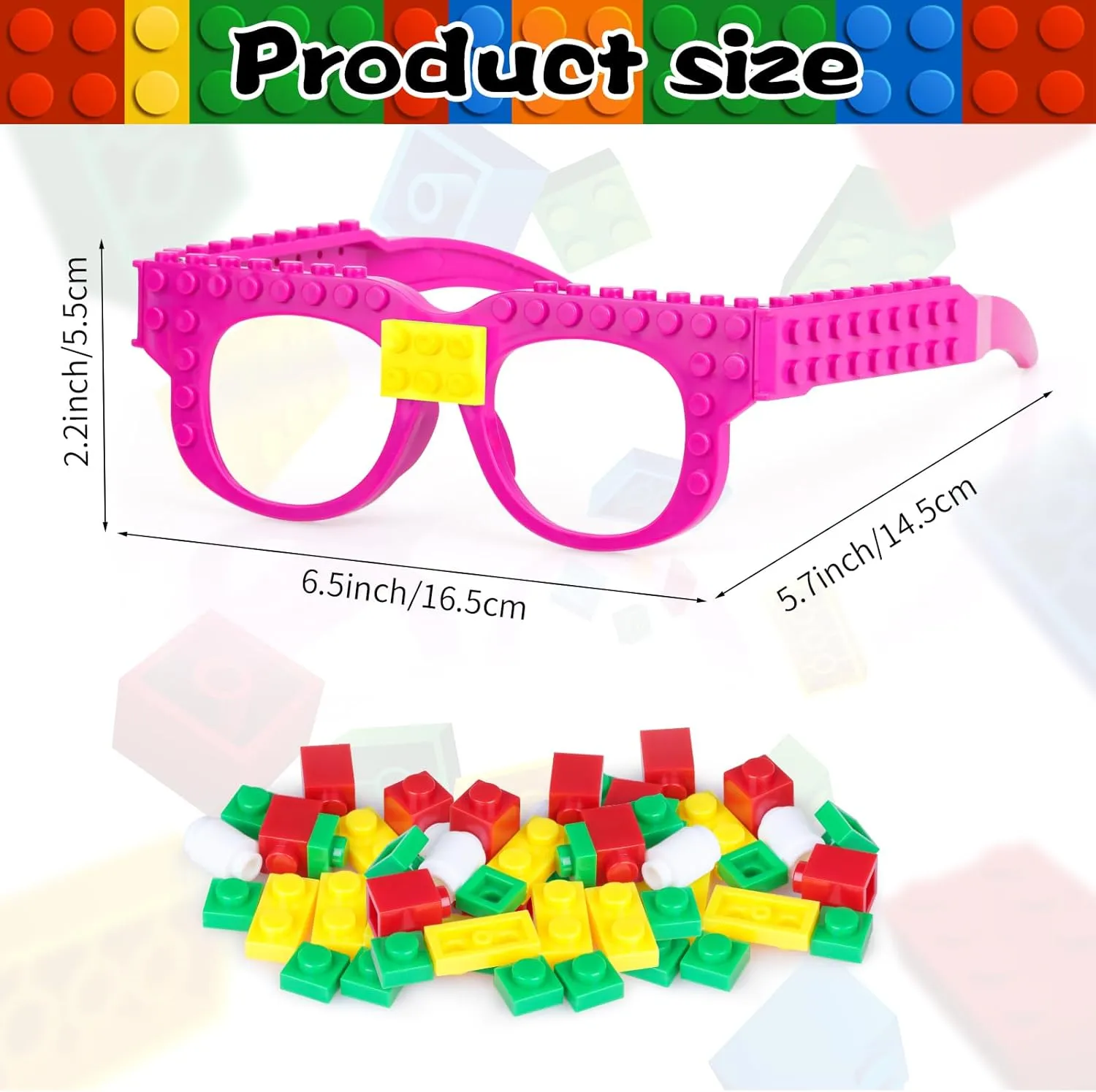 Hxezoc 12 Pcs DIY Building Bricks Glasses Building Blocks Games for Kids Creative Building Block Birthday Party Supplies