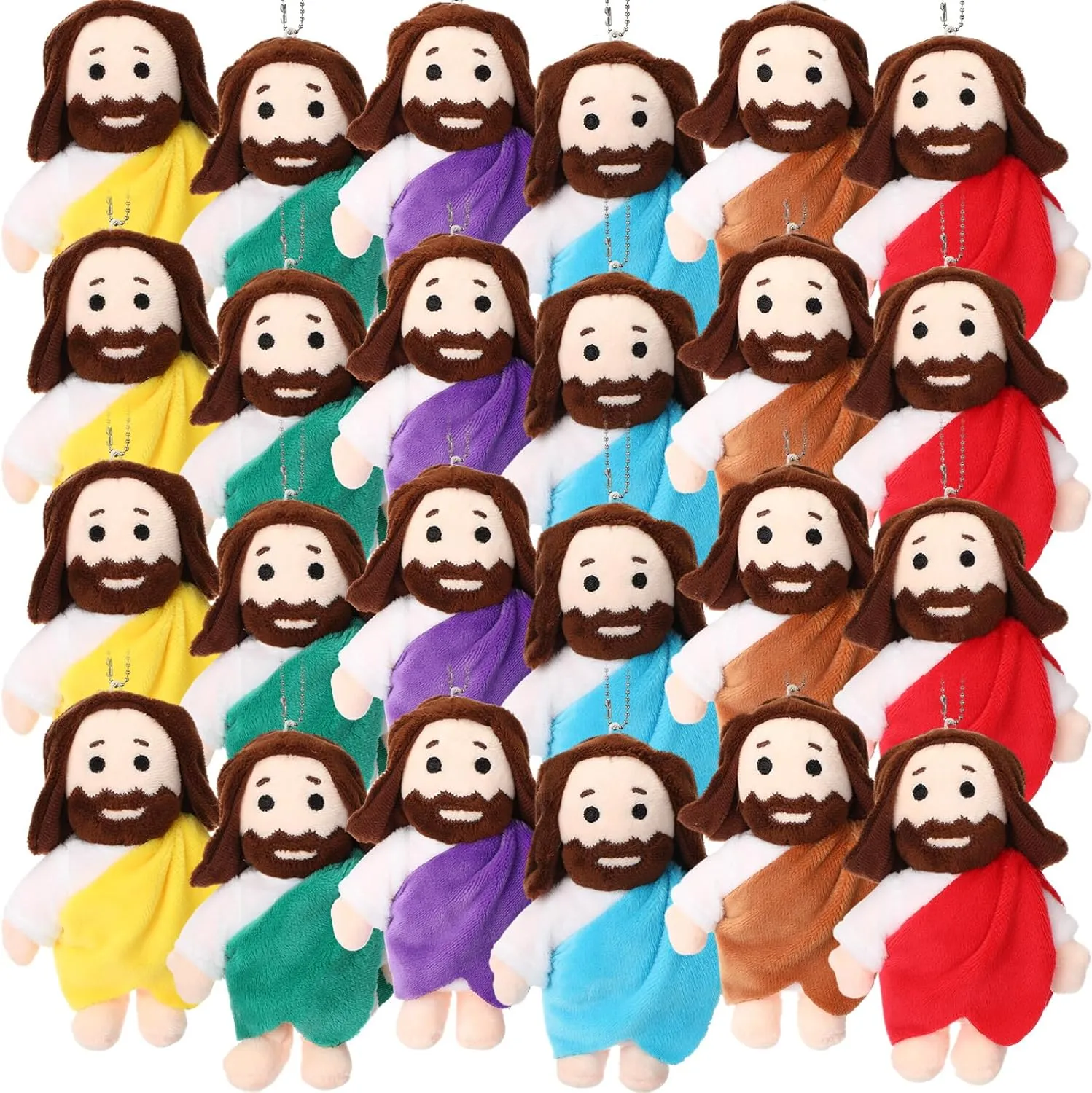 HyDren 24 Pcs Mini Jesus Stuffed Plush Toys Bulk Christian Religious Jesus Plush Dolls Nativity Stuffed Pendant Christ Savior Jesus Gifts Favor for Easter Sunday First Communion Christening