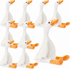 HyDren 8 Pcs Goose Stuffed Animal 8 Inch Goose Plush Soft Stuffed Animal Toy White Yellow Plush Sitting Toy Doll for Birthday Party Supplies Home Decorations