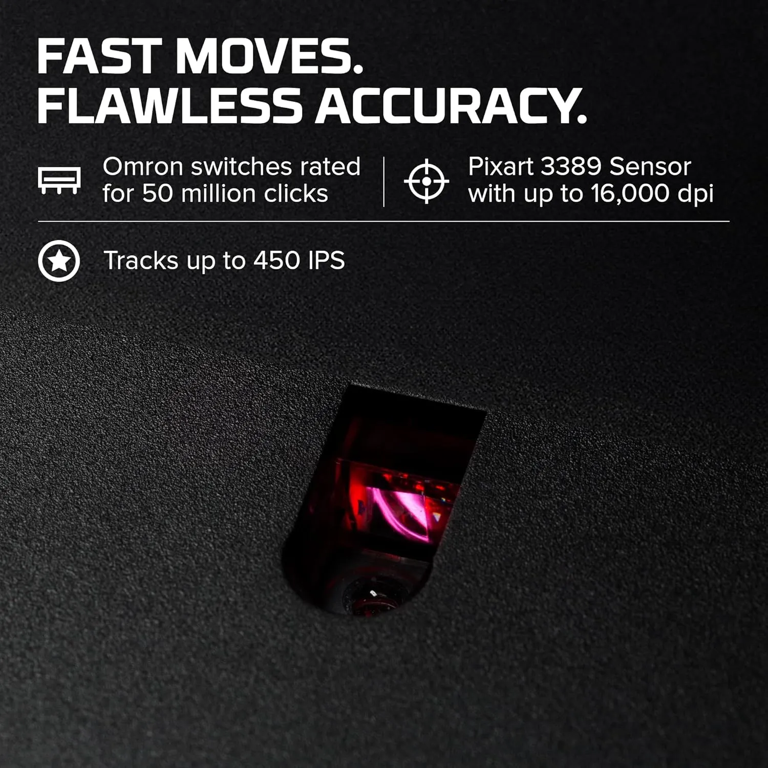 HyperX Pulsefire Surge - RGB Wired Optical Gaming Mouse, Pixart 3389 Sensor up to 16000 DPI, Ergonomic, 6 Programmable Buttons, Compatible with Windows 10/8.1/8/7 - Black