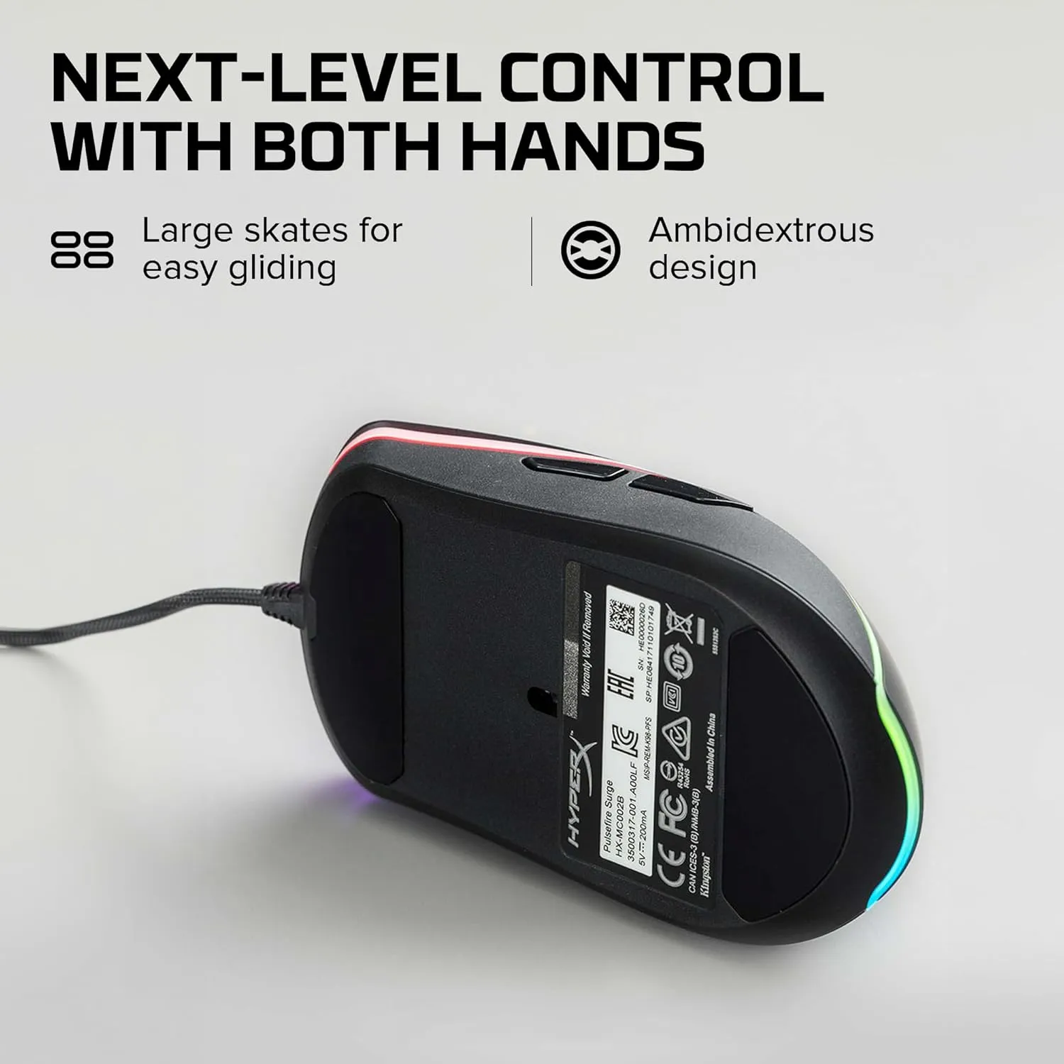 HyperX Pulsefire Surge - RGB Wired Optical Gaming Mouse, Pixart 3389 Sensor up to 16000 DPI, Ergonomic, 6 Programmable Buttons, Compatible with Windows 10/8.1/8/7 - Black